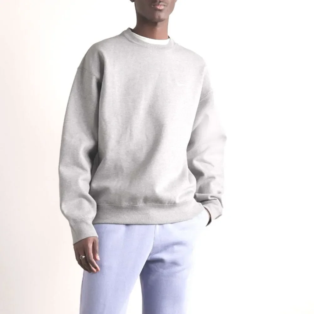 Nike Solo Swoosh Crewneck Sweatshirt Heather Grey XS Unisex Fleece DX1361-051 LE - Picture 10 of 13